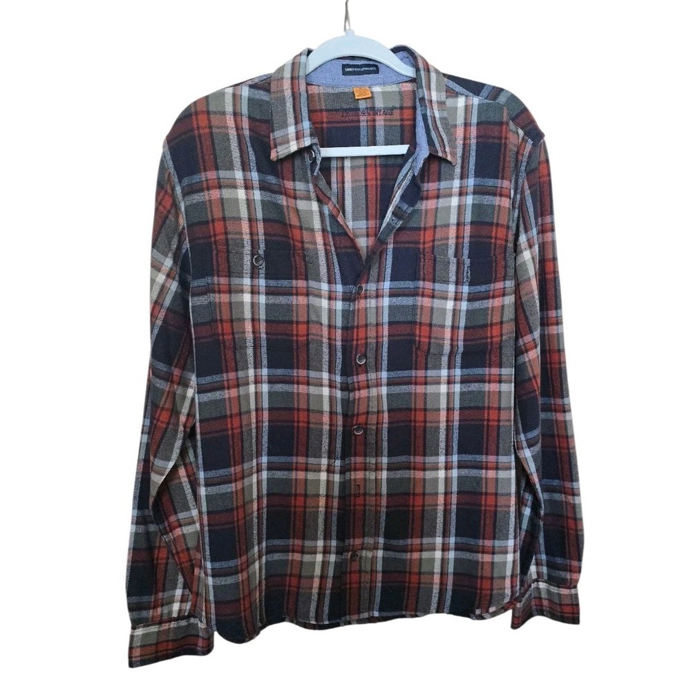 Tailor Vintage Luxe Performance Flannel Shirt MEN'S XL Blue Plaid long SLV  #417